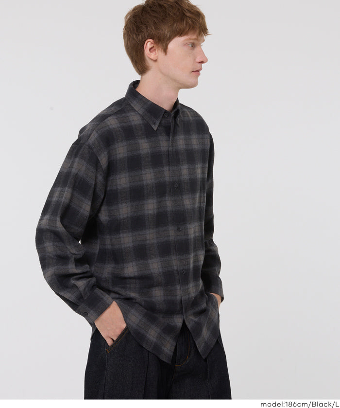 限時優惠★法蘭絨格紋長袖襯衫