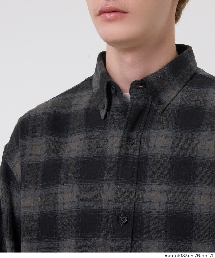 限時優惠★法蘭絨格紋長袖襯衫