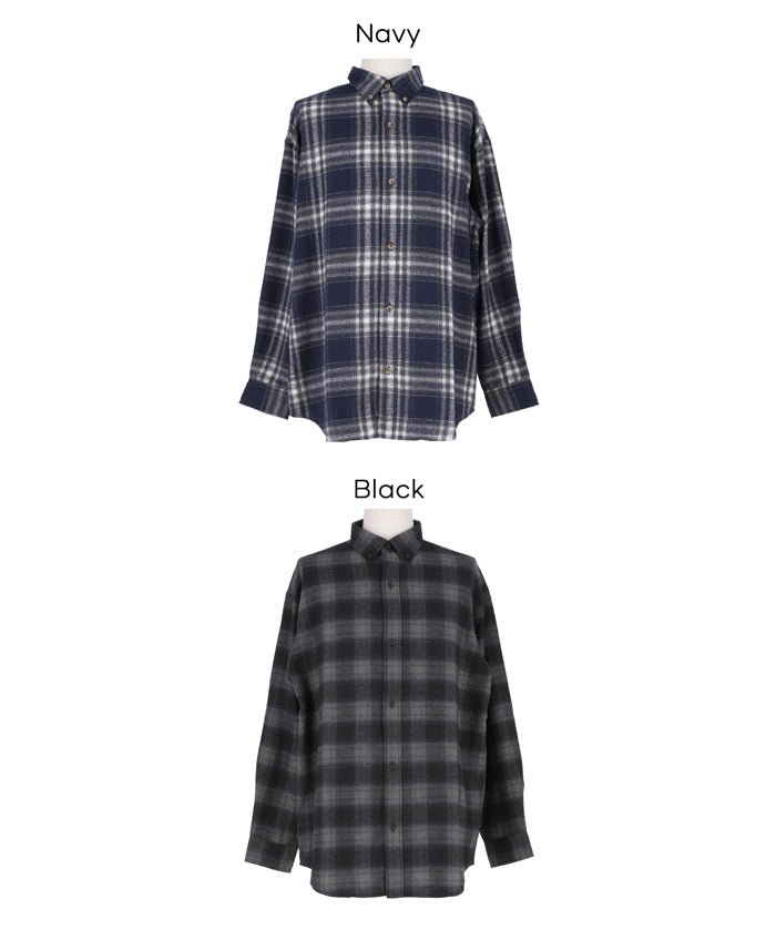 限時優惠★法蘭絨格紋長袖襯衫