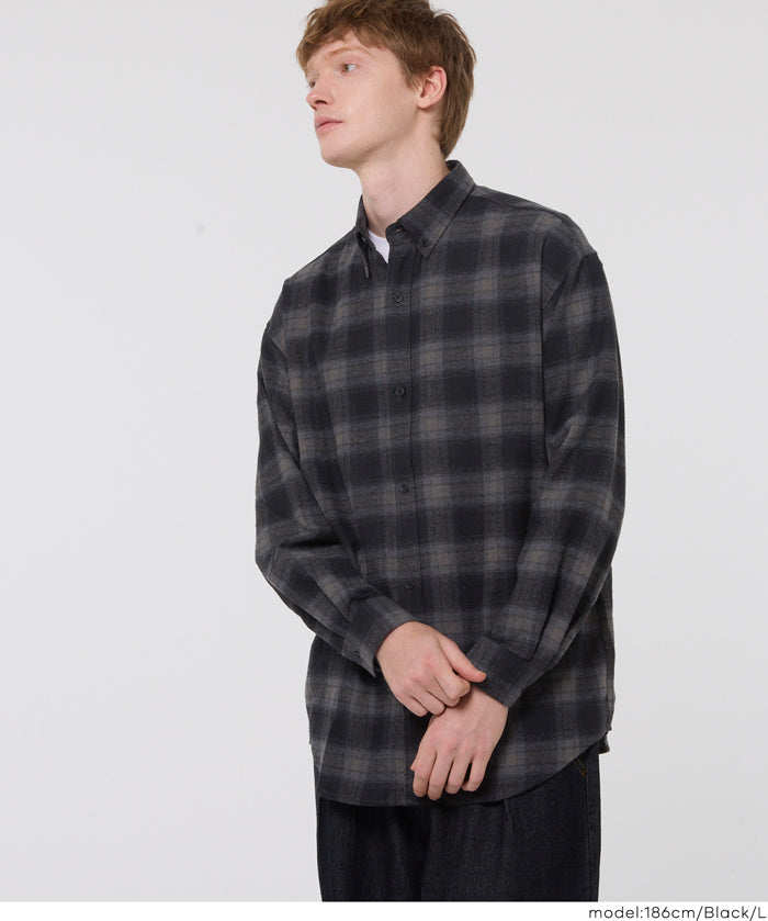 限時優惠★法蘭絨格紋長袖襯衫