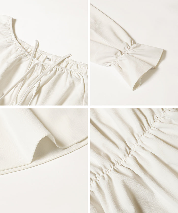 2way 一字領收腰襯衫