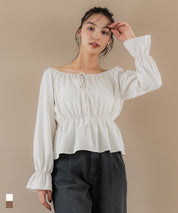 2way 一字領收腰襯衫