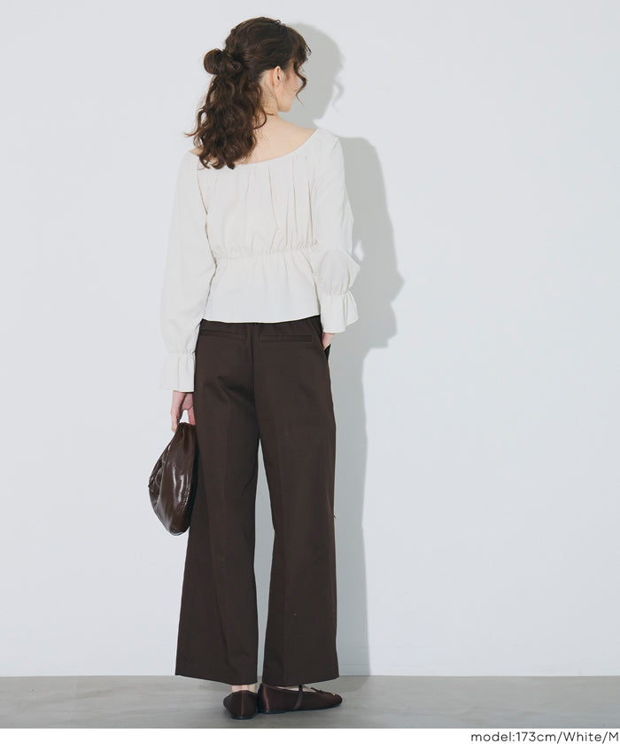 2way 一字領收腰襯衫