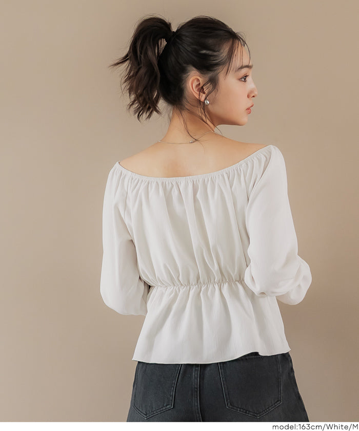 2way 一字領收腰襯衫