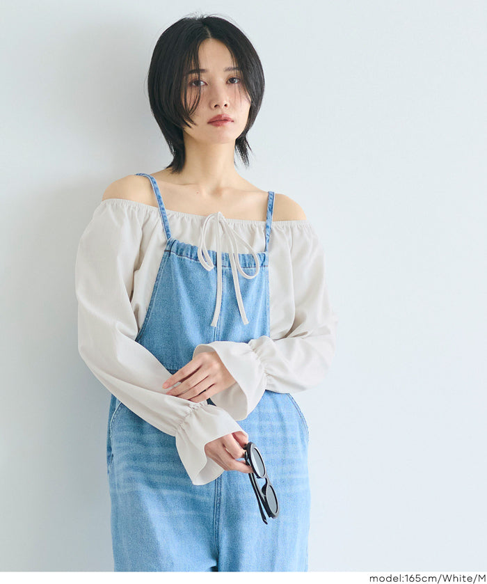 2way 一字領收腰襯衫