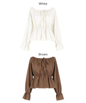 2way 一字領收腰襯衫