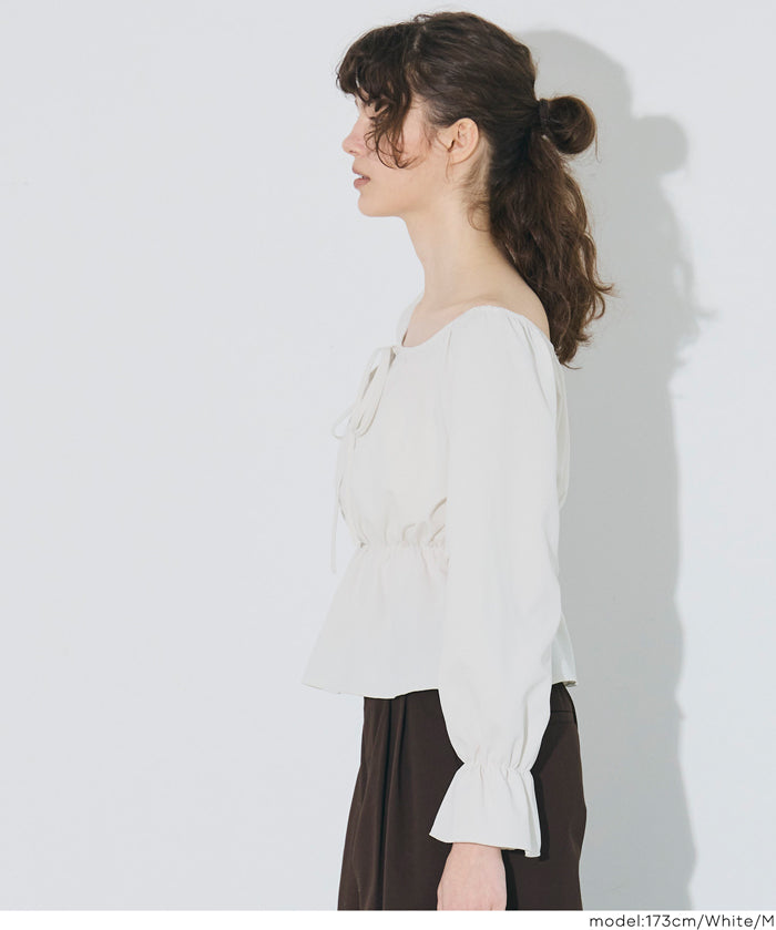 2way 一字領收腰襯衫