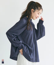 立領後綁帶緞面襯衫