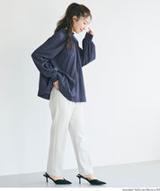 立領後綁帶緞面襯衫