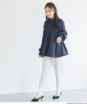 立領後綁帶緞面襯衫