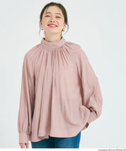 立領後綁帶緞面襯衫