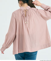 立領後綁帶緞面襯衫