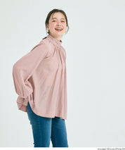 立領後綁帶緞面襯衫