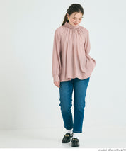 立領後綁帶緞面襯衫