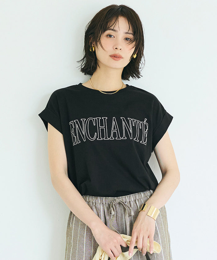 刺繡LOGO法式袖T恤