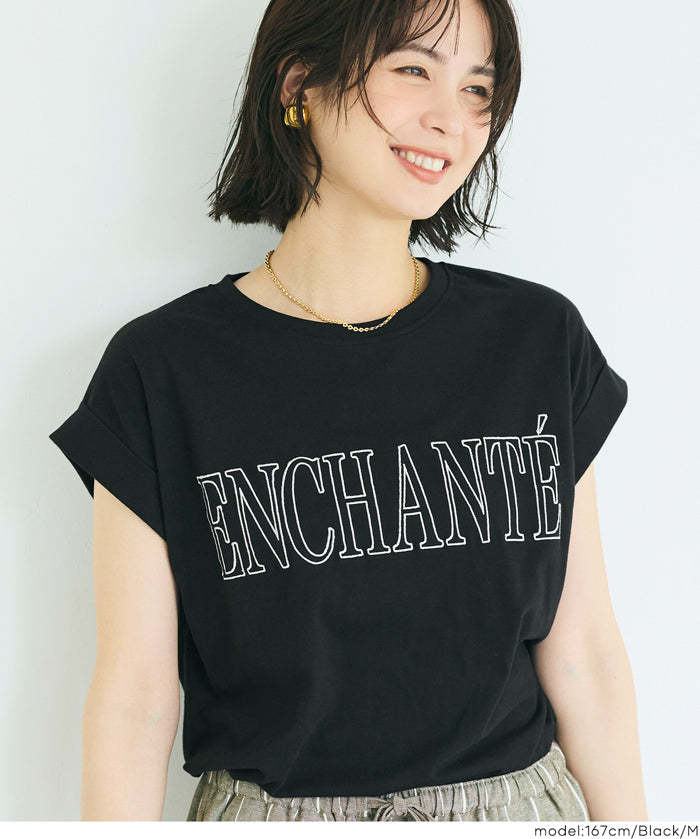 刺繡LOGO法式袖T恤