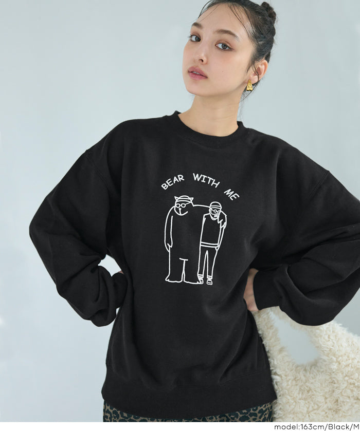 重磅內刷毛小熊印花大學T