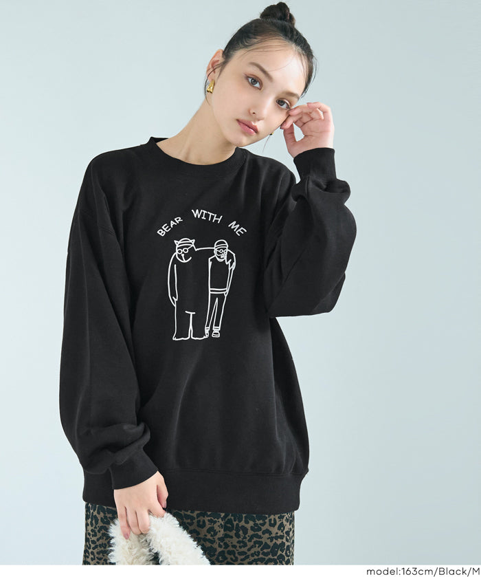 重磅內刷毛小熊印花大學T