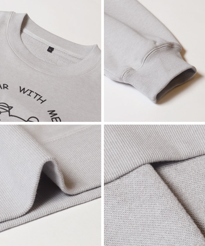 重磅內刷毛小熊印花大學T