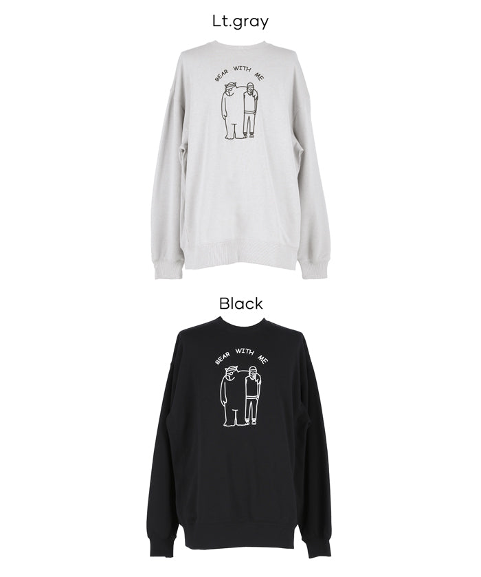 重磅內刷毛小熊印花大學T