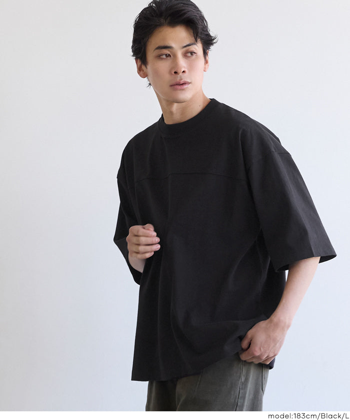 重磅棉拼接寬鬆T恤