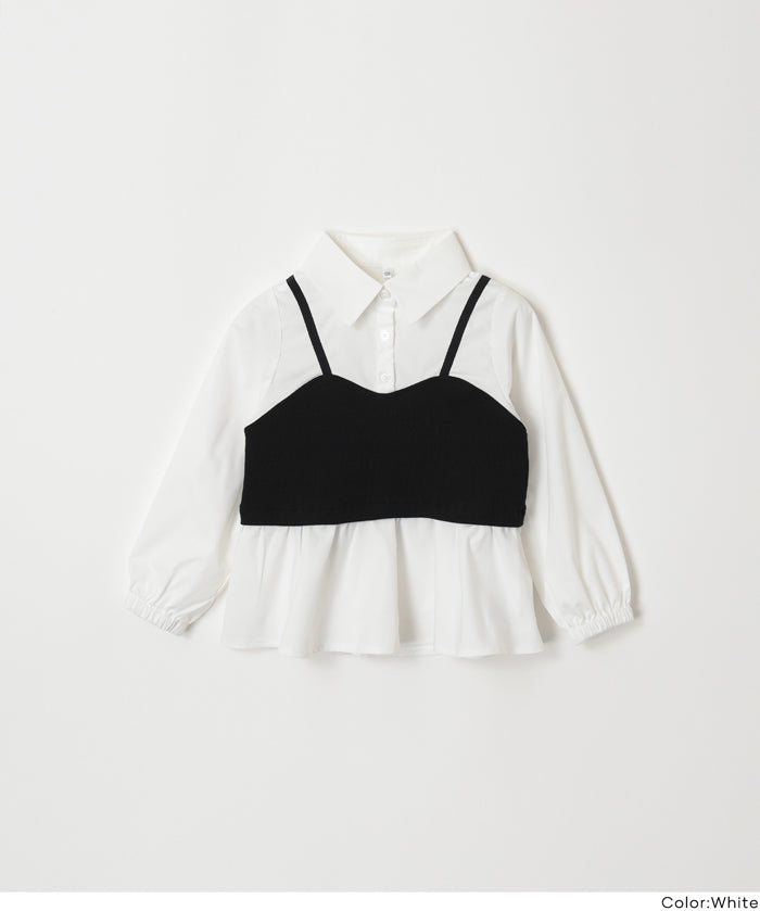 童裝 拼接小可愛襯衫