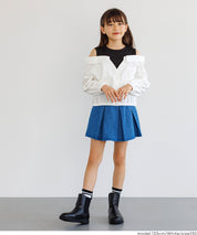 童裝 假兩件露肩長袖襯衫