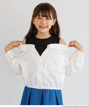 童裝 假兩件露肩長袖襯衫