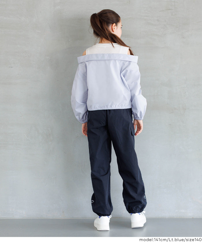 童裝 假兩件露肩長袖襯衫