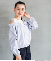 童裝 假兩件露肩長袖襯衫