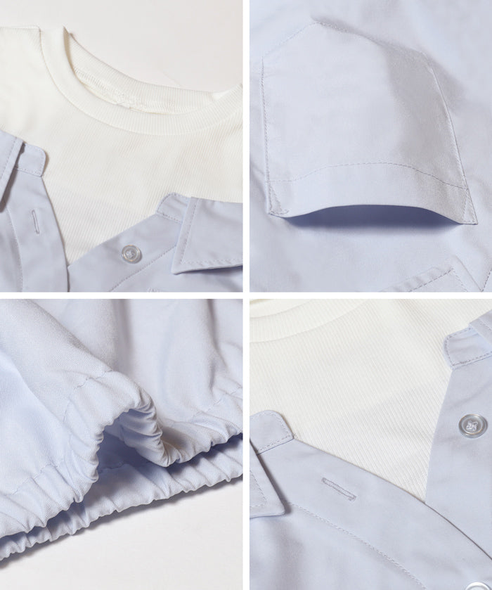 童裝 假兩件露肩長袖襯衫