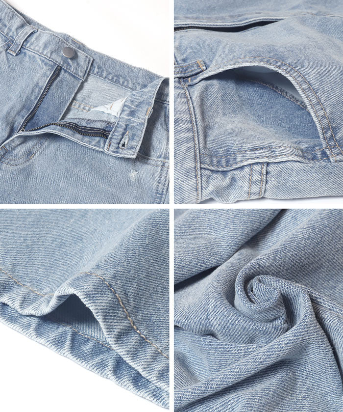 刷破加工小喇叭牛仔褲
