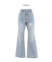 刷破加工小喇叭牛仔褲