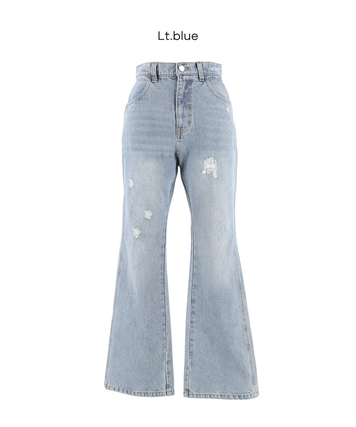 刷破加工小喇叭牛仔褲