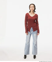 刷破加工小喇叭牛仔褲