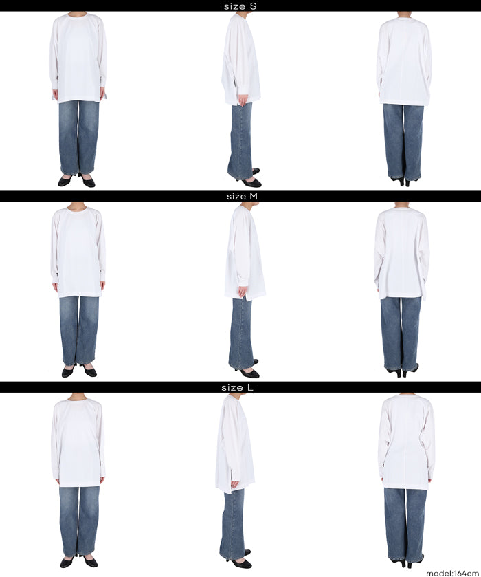 蝙蝠袖深開衩長版上衣