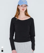 U領插肩袖長袖T恤