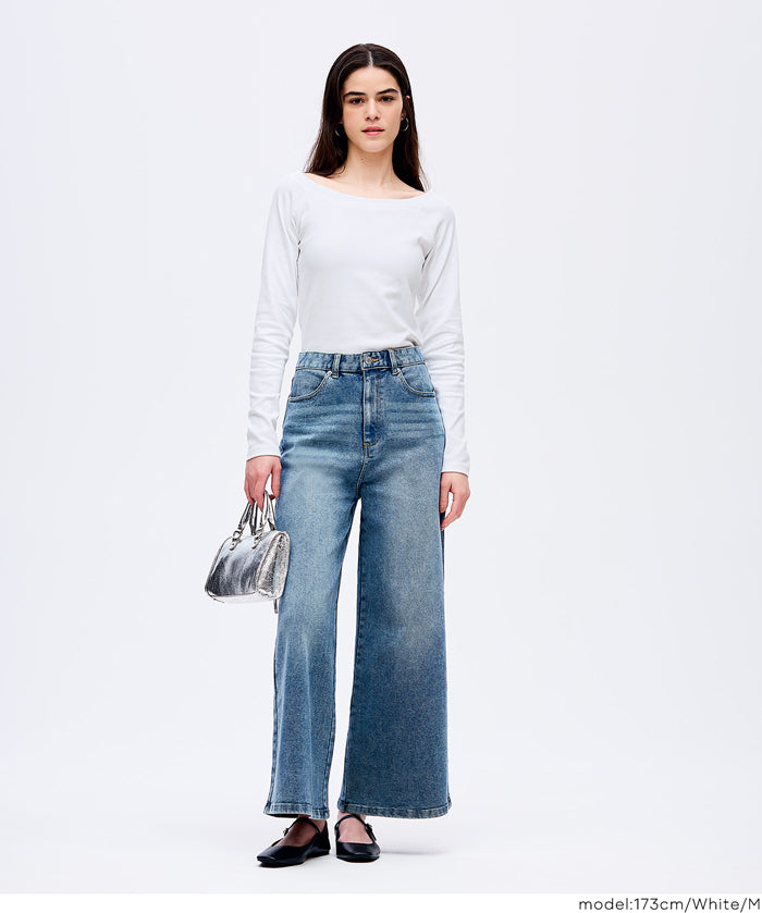 U領插肩袖長袖T恤