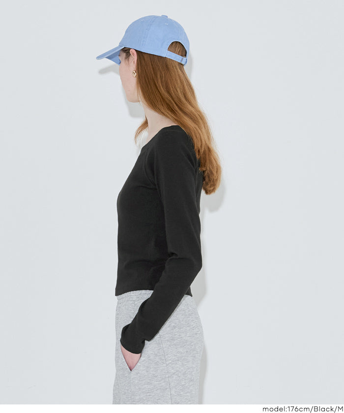 U領插肩袖長袖T恤