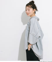 牛仔寬版短袖襯衫