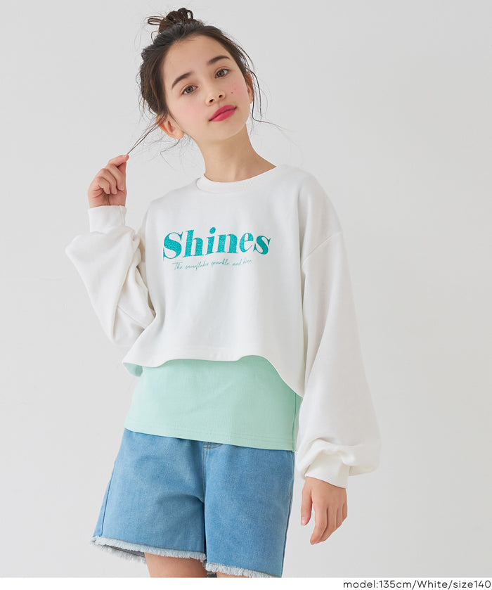 童裝 亮粉印花上衣&背心 兩件套