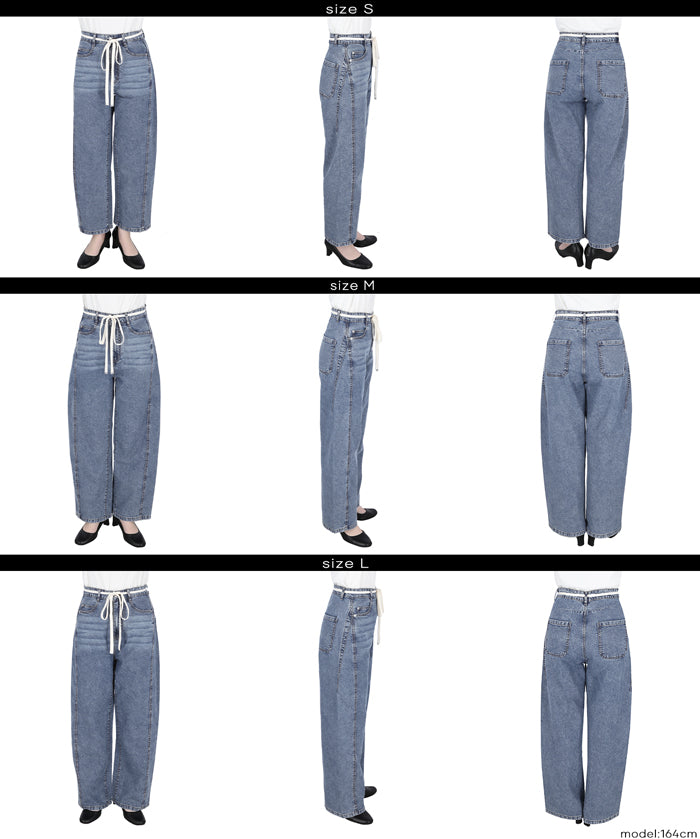夏季牛仔抽繩寬褲