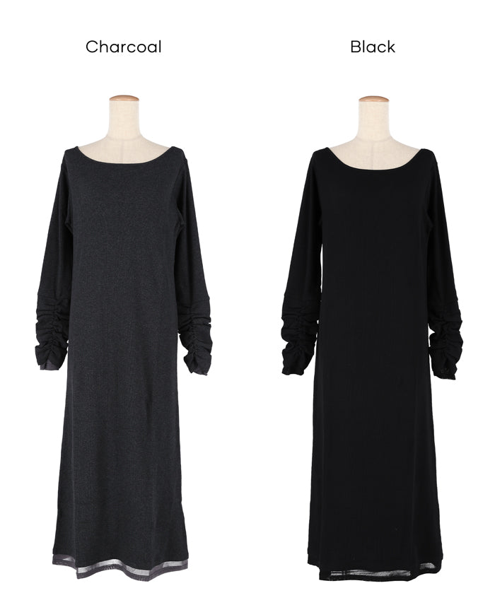 袖抓皺假兩件洋裝