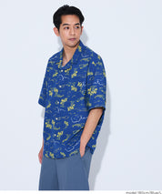 仿棉麻夏威夷印花短袖襯衫