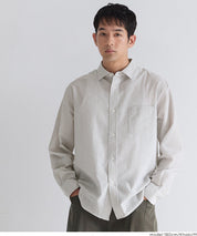 泡泡紗條紋長袖襯衫