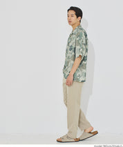 泡泡紗熱帶印花開襟襯衫