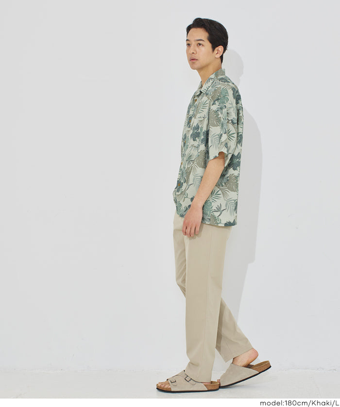 泡泡紗熱帶印花開襟襯衫