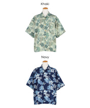 泡泡紗熱帶印花開襟襯衫