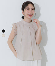 袖口蕾絲傘擺無袖襯衫