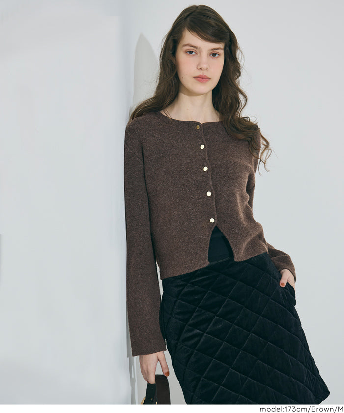 縮絨針織金釦開襟外套 可配套